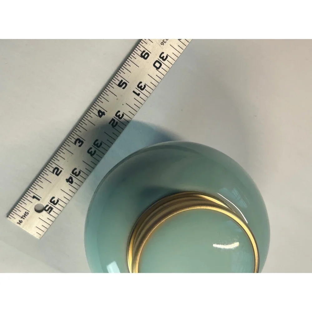 Porcelain Urn Jar Unisex OS Aqua Celadon Gold Trim Ginger Jar